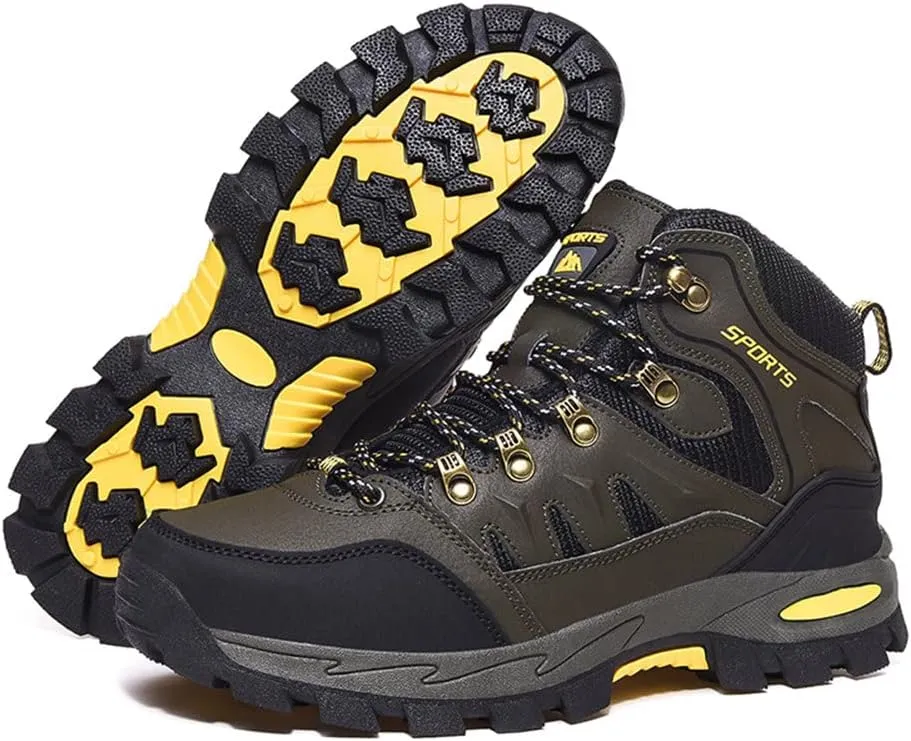 ailishabroy Men's Outdoor Kihing Shoes Lightweight Work Ankle Boots Mid-Top Outdoor Backpacking Camping Shock-Absorbing Shoes for Men