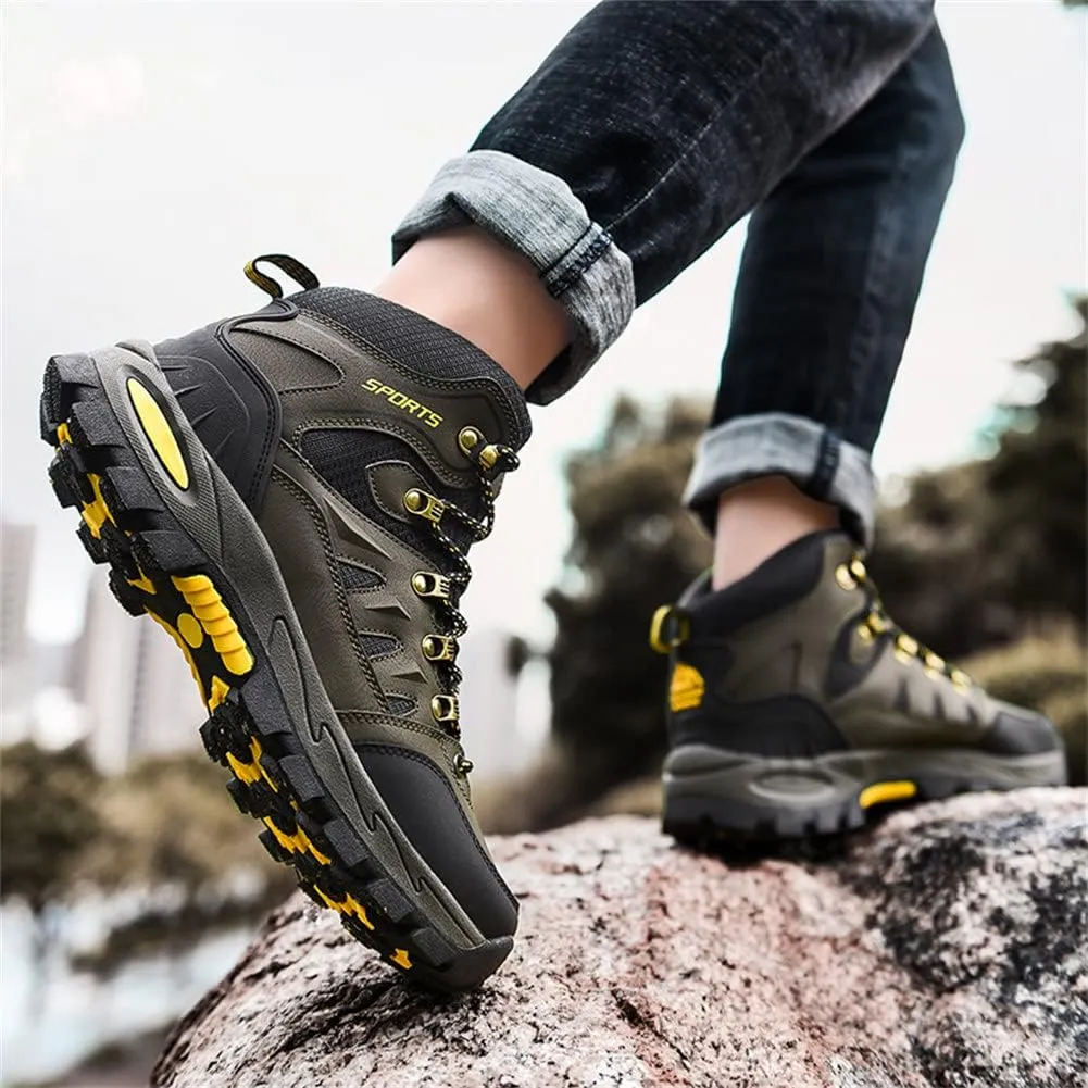 ailishabroy Men's Outdoor Kihing Shoes Lightweight Work Ankle Boots Mid-Top Outdoor Backpacking Camping Shock-Absorbing Shoes for Men