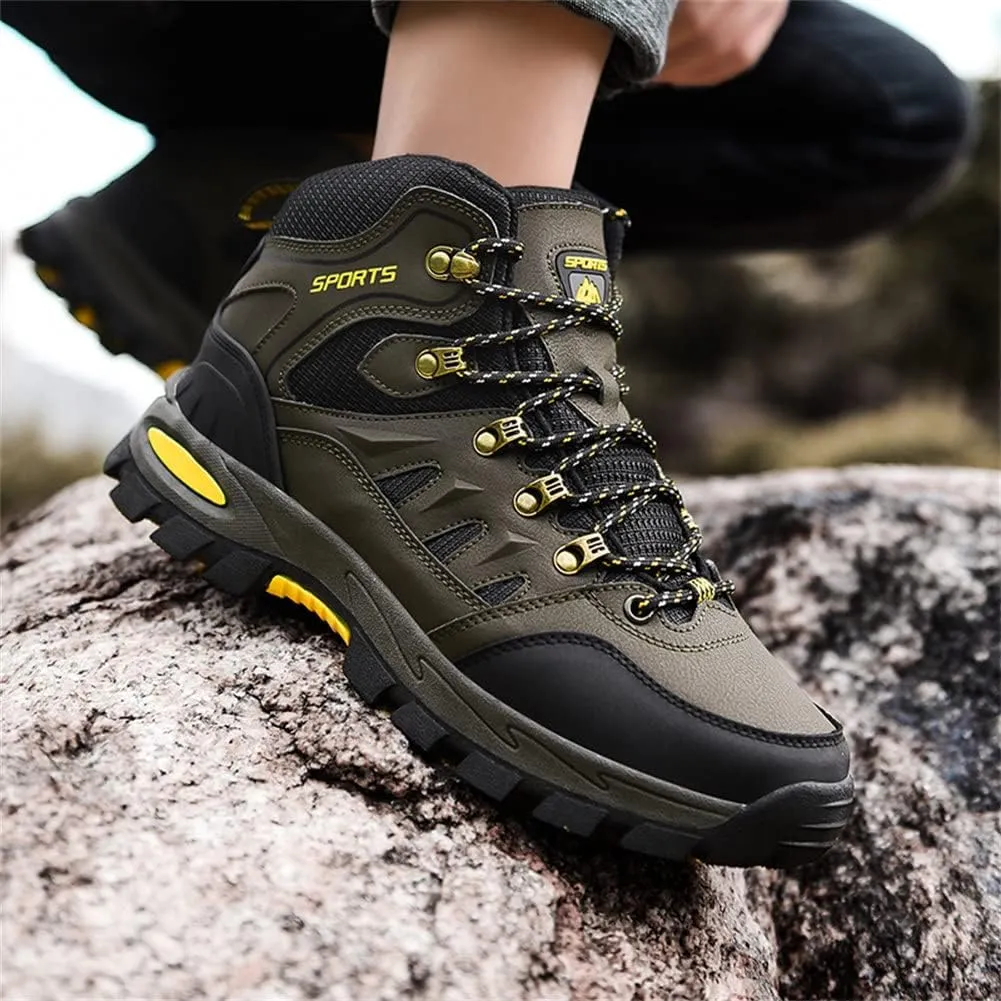 ailishabroy Men's Outdoor Kihing Shoes Lightweight Work Ankle Boots Mid-Top Outdoor Backpacking Camping Shock-Absorbing Shoes for Men