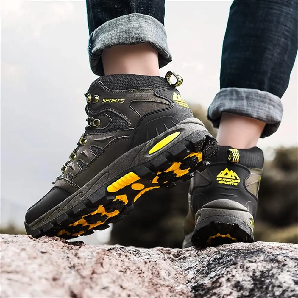ailishabroy Men's Outdoor Kihing Shoes Lightweight Work Ankle Boots Mid-Top Outdoor Backpacking Camping Shock-Absorbing Shoes for Men