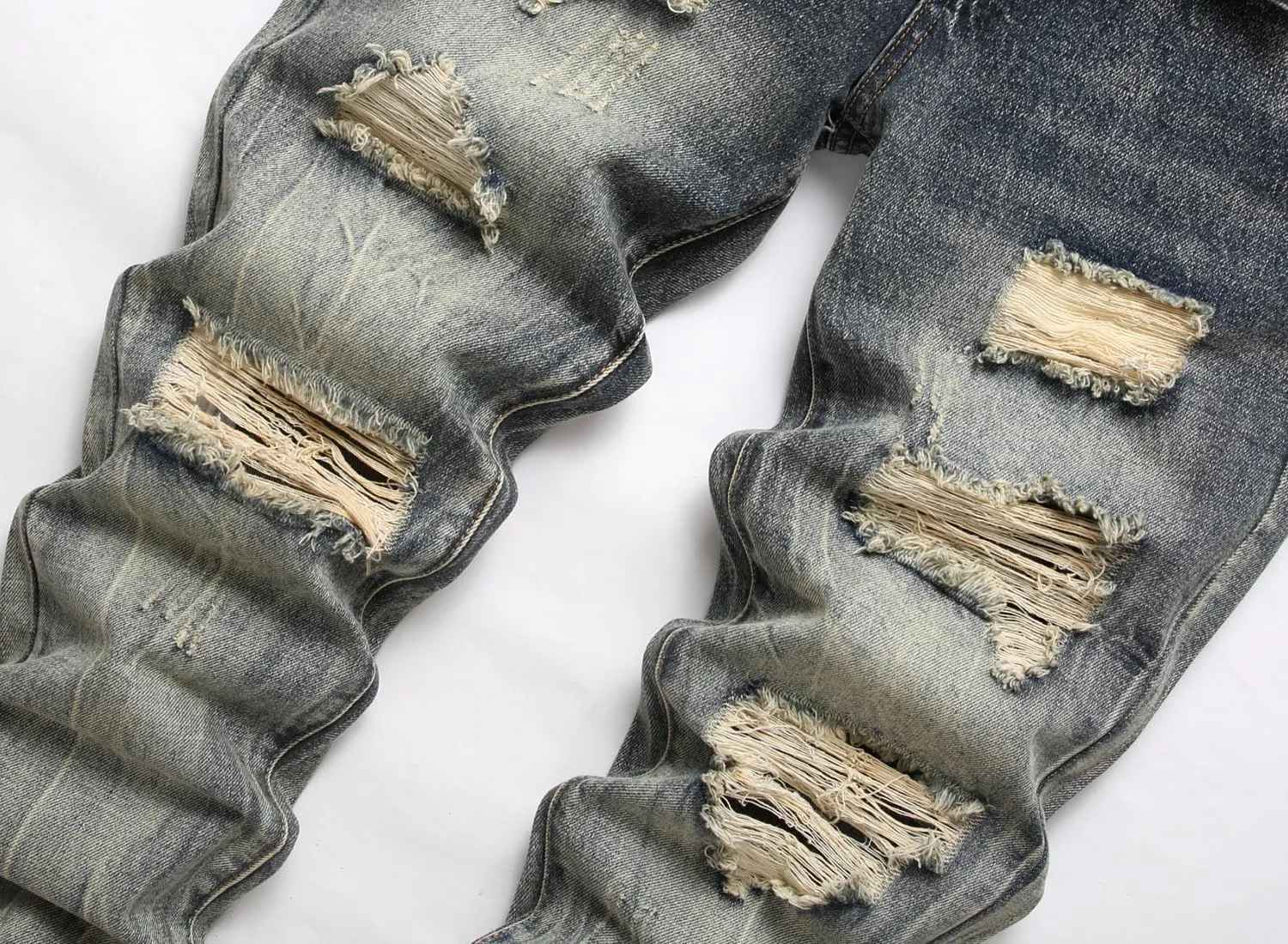 AITITIA Men's Ripped Regular Fit Jeans