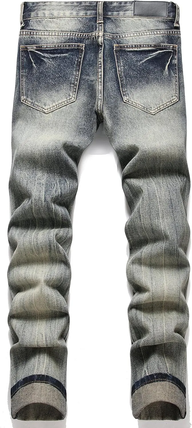 AITITIA Men's Ripped Regular Fit Jeans