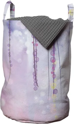 Ambesonne Abstract Laundry Bag, Foliage Spring Season Petals Blossoming Flowers Pastel Effect Art, Hamper Basket with Handles Drawstring Closure for Laundromats, 13" x 19", Baby Pink and Lavender Blue
