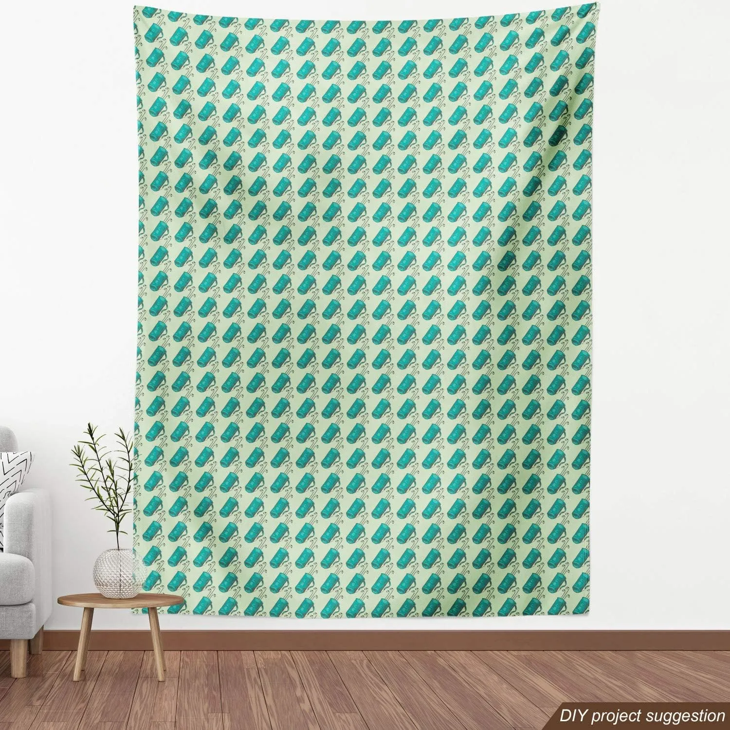 Ambesonne Golf Fabric by The Yard, Clubs in a Bag with Shoulder Straps Modern Sports Hobby Illustration, Decorative Fabric for Upholstery and Home Accents, 3 Yards, Turquoise and Pale Green
