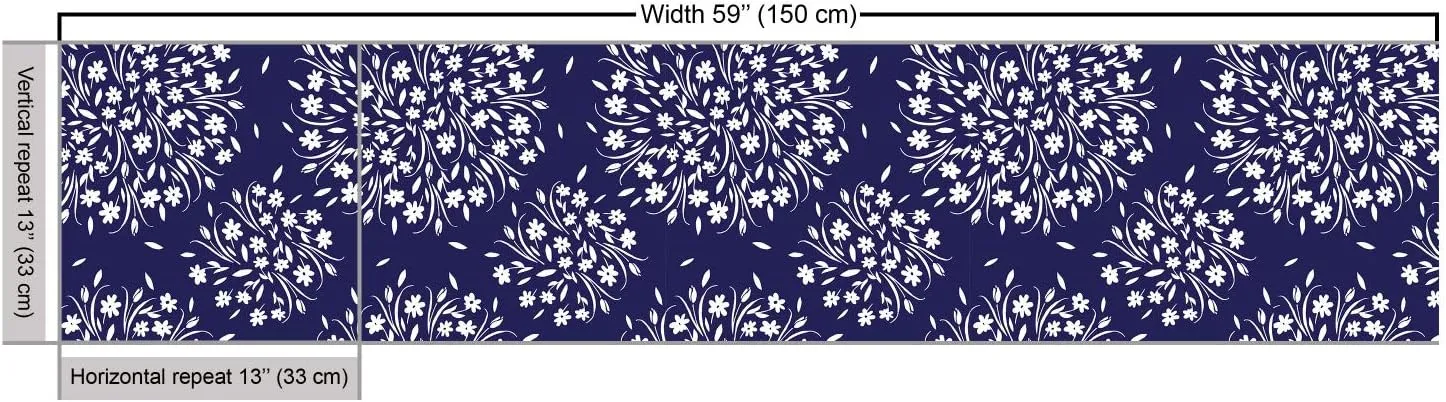 Ambesonne Navy and White Fabric by The Yard Scroll Pattern with Little Rural Wildflowers Buds Feminine Corsage Decorative Material for Outdoor and Indoor Projects DIY Hobby Sewing 1 Yard Indigo White