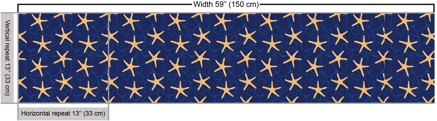 Ambesonne Starfish Fabric by The Yard, Underwater Creatures in Deep Sea Ocean Waves Adventure Marine Nautical Theme, Decorative Fabric for Upholstery and Home Accents, 3 Yards, Navy Blue