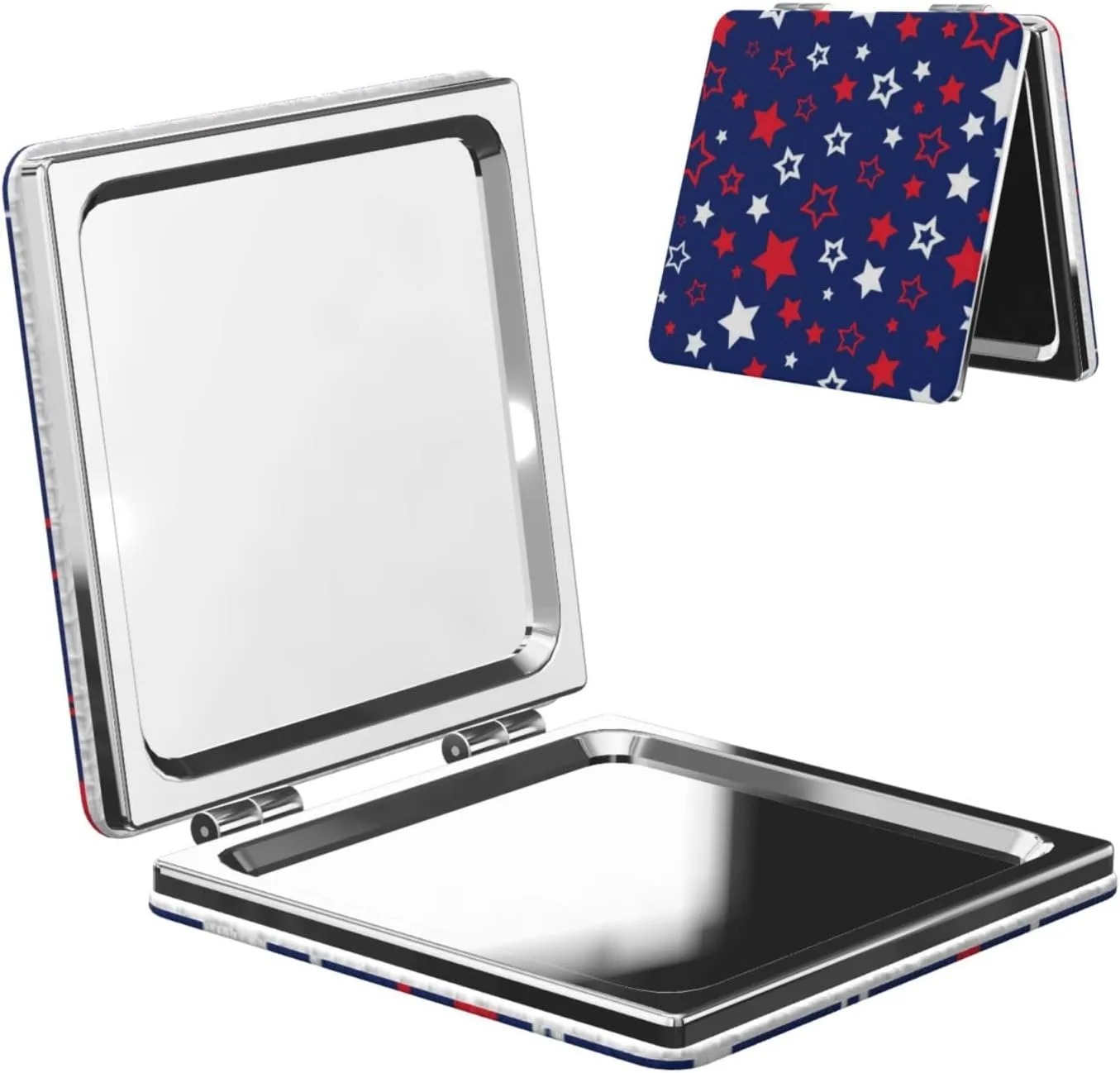 American Flag Stars Patter Mini Makeup Mirror Portable Pocket Cosmetic Mirror Folding Compact Mirror