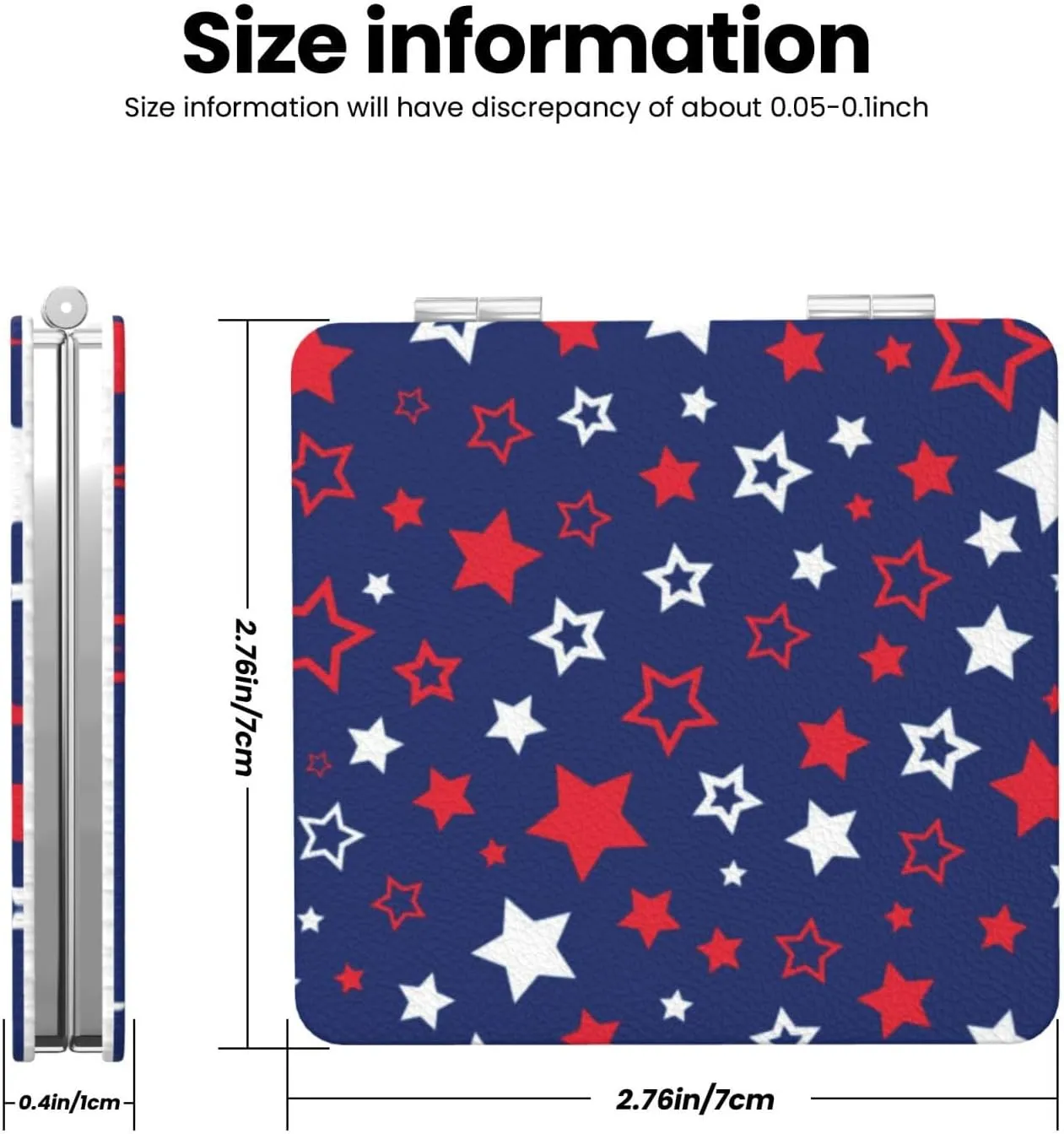 American Flag Stars Patter Mini Makeup Mirror Portable Pocket Cosmetic Mirror Folding Compact Mirror