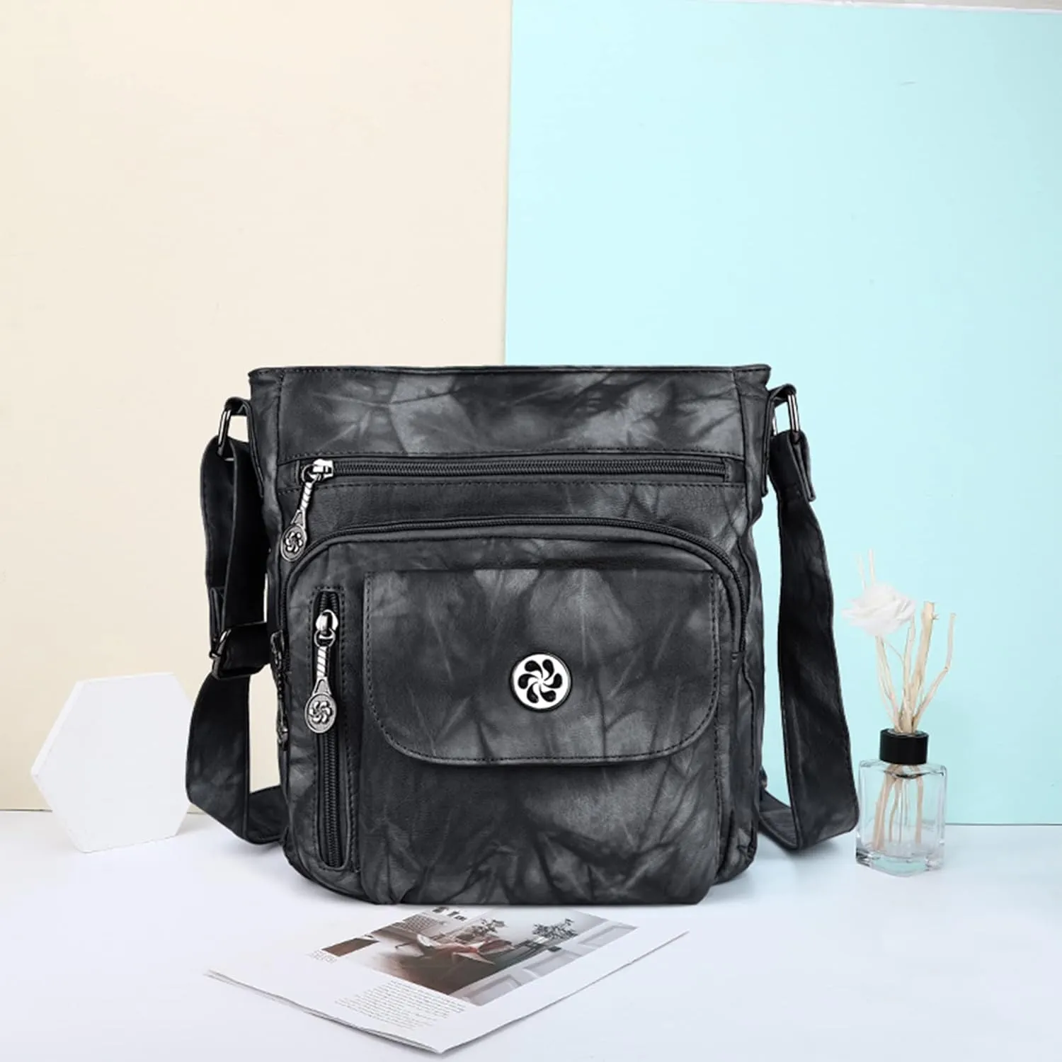 Angel Kiss Crossbody Bags Faux Vegan Leather Shoulder Bags for Women Small Handbag with Adjustable Strap