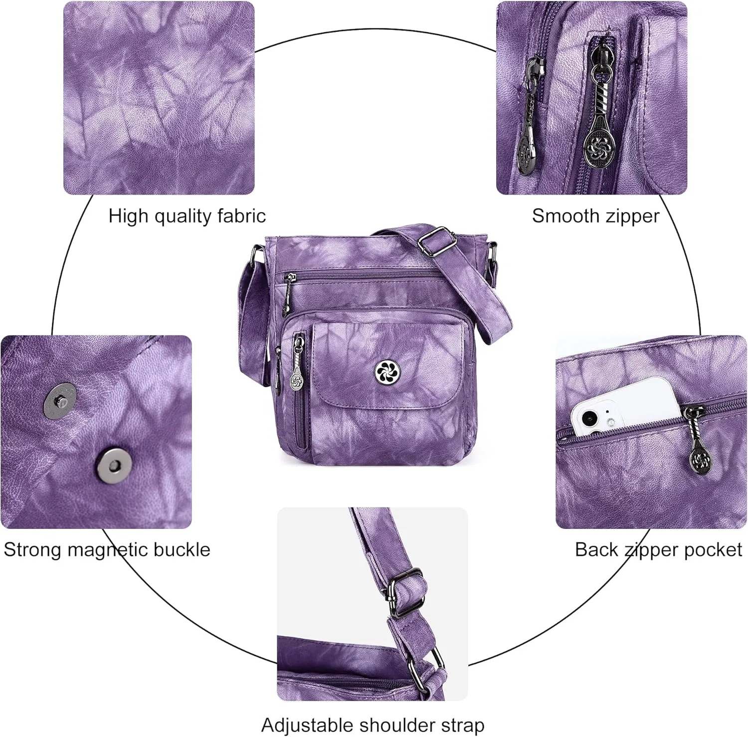 Angel Kiss Crossbody Bags Faux Vegan Leather Shoulder Bags for Women Small Handbag with Adjustable Strap
