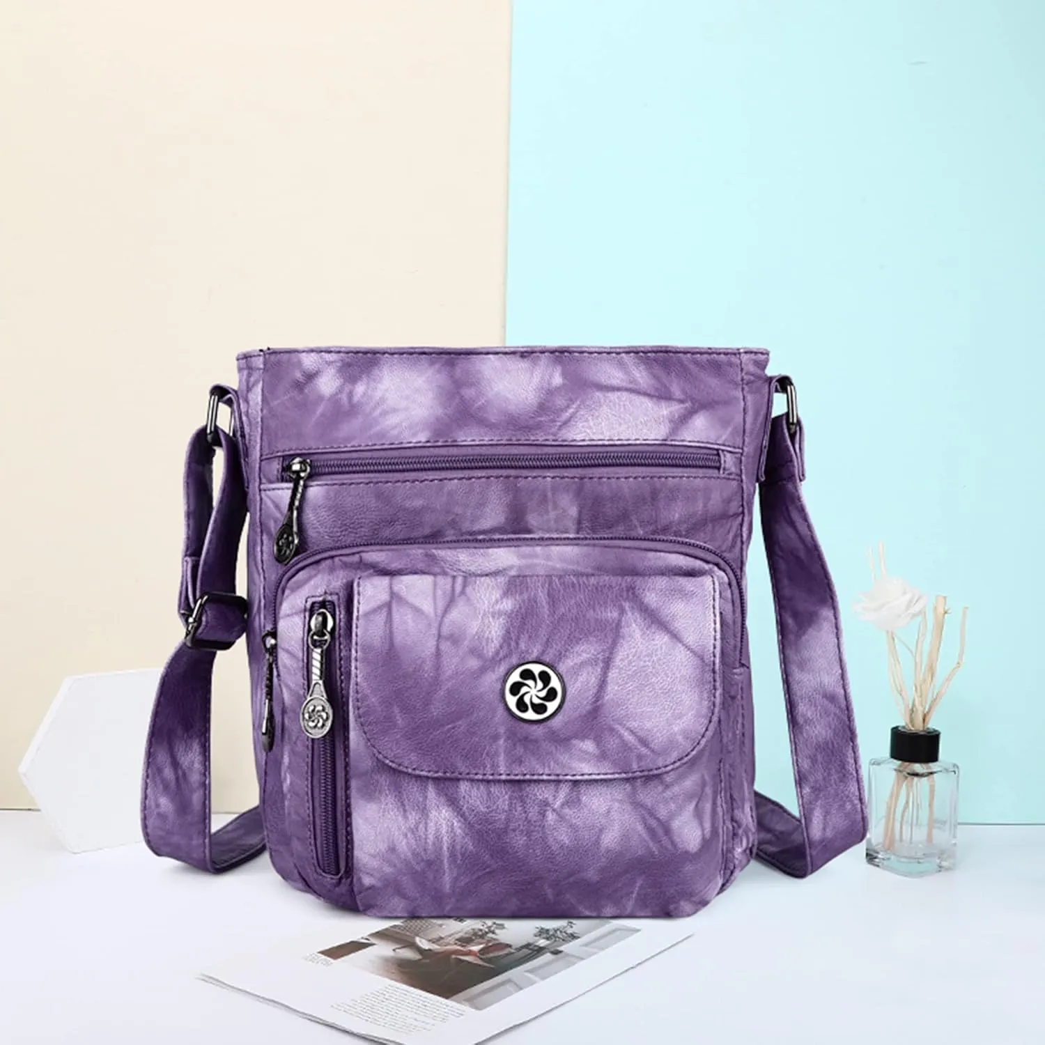 Angel Kiss Crossbody Bags Faux Vegan Leather Shoulder Bags for Women Small Handbag with Adjustable Strap