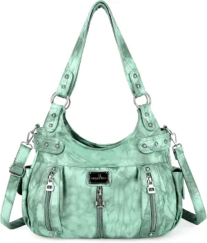 Angelkiss Large Purses and Handbags for Women Washed Faux Leather Crossbody Hobo Satchel Shoulder Handbag Tote Purse