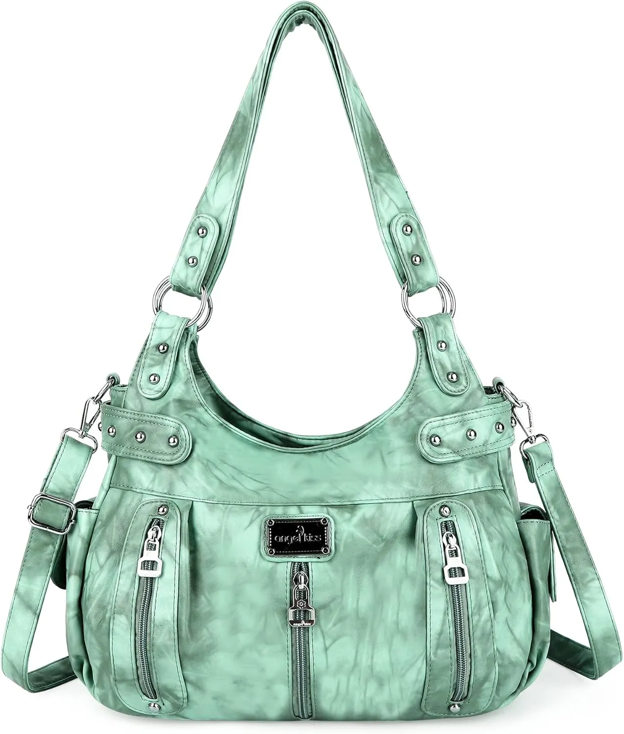 Angelkiss Large Purses and Handbags for Women Washed Faux Leather Crossbody Hobo Satchel Shoulder Handbag Tote Purse