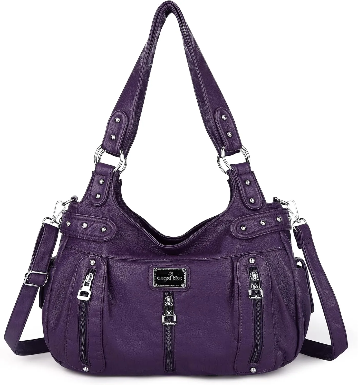 Angelkiss Large Purses and Handbags for Women Washed Faux Leather Crossbody Hobo Satchel Shoulder Handbag Tote Purse
