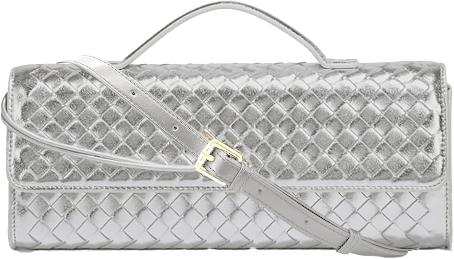 Ash&Ivy Women's Woven Clutch Purse - Casual PU Leather Crossbody Bag, Fashionable Evening Shoulder Handbags