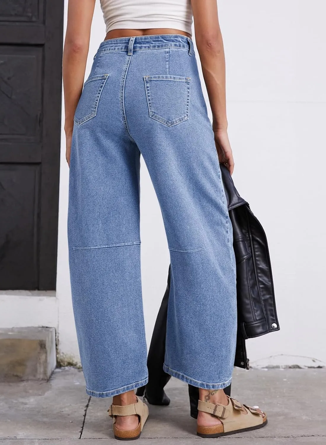 Astylish Womens Baggy Boyfriend Jeans Wide Leg High Waisted Barrel Vintage Trendy Denim Ankle Pants