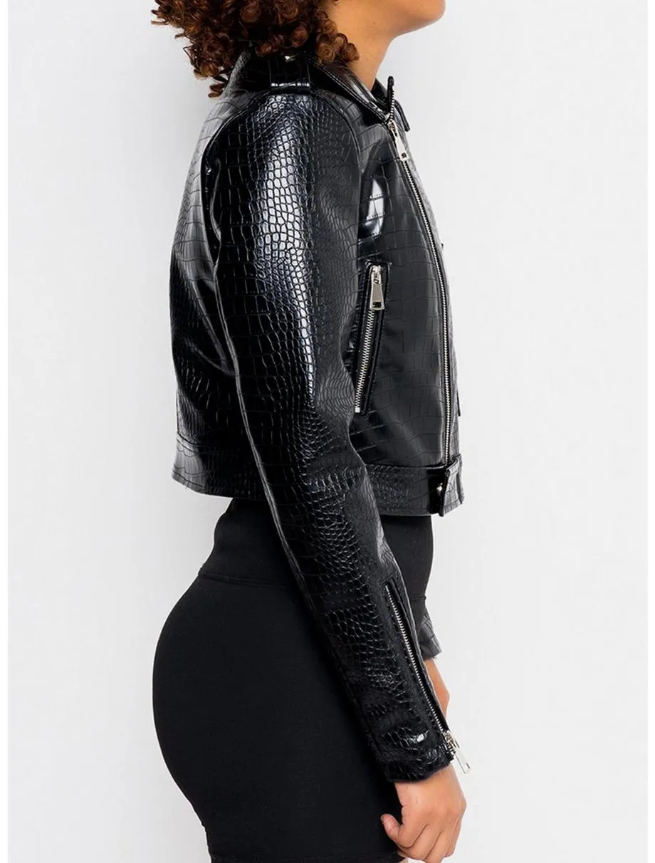 Azalea Wang Aussie Croc Faux Leather Jacket