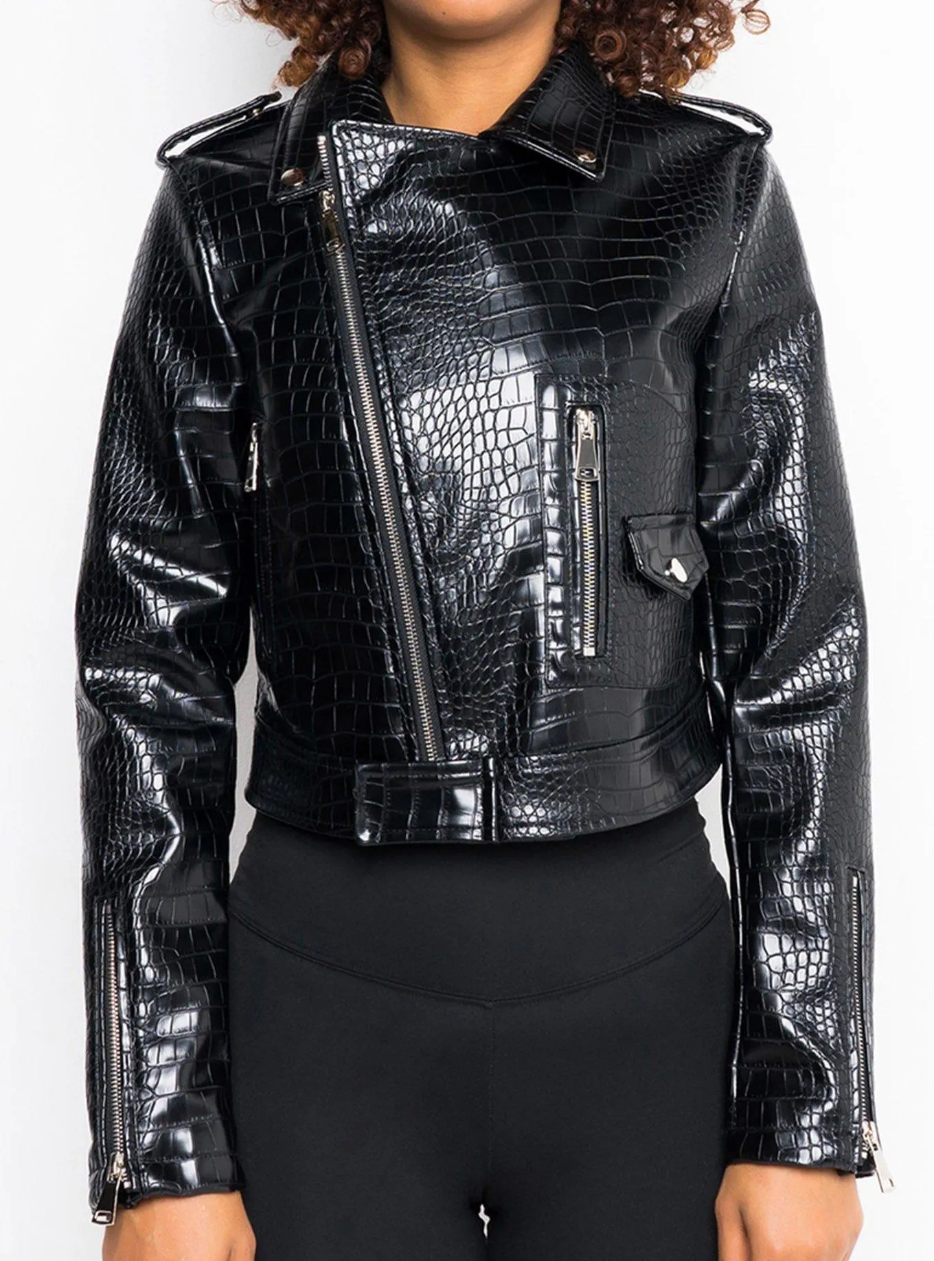 Azalea Wang Aussie Croc Faux Leather Jacket