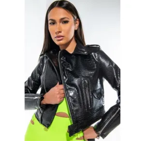 Azalea Wang Aussie Croc Faux Leather Jacket