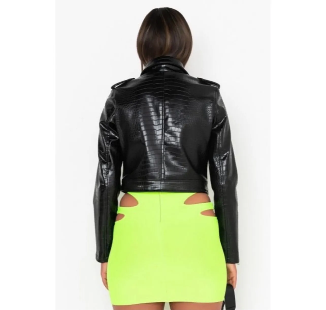 Azalea Wang Aussie Croc Faux Leather Jacket