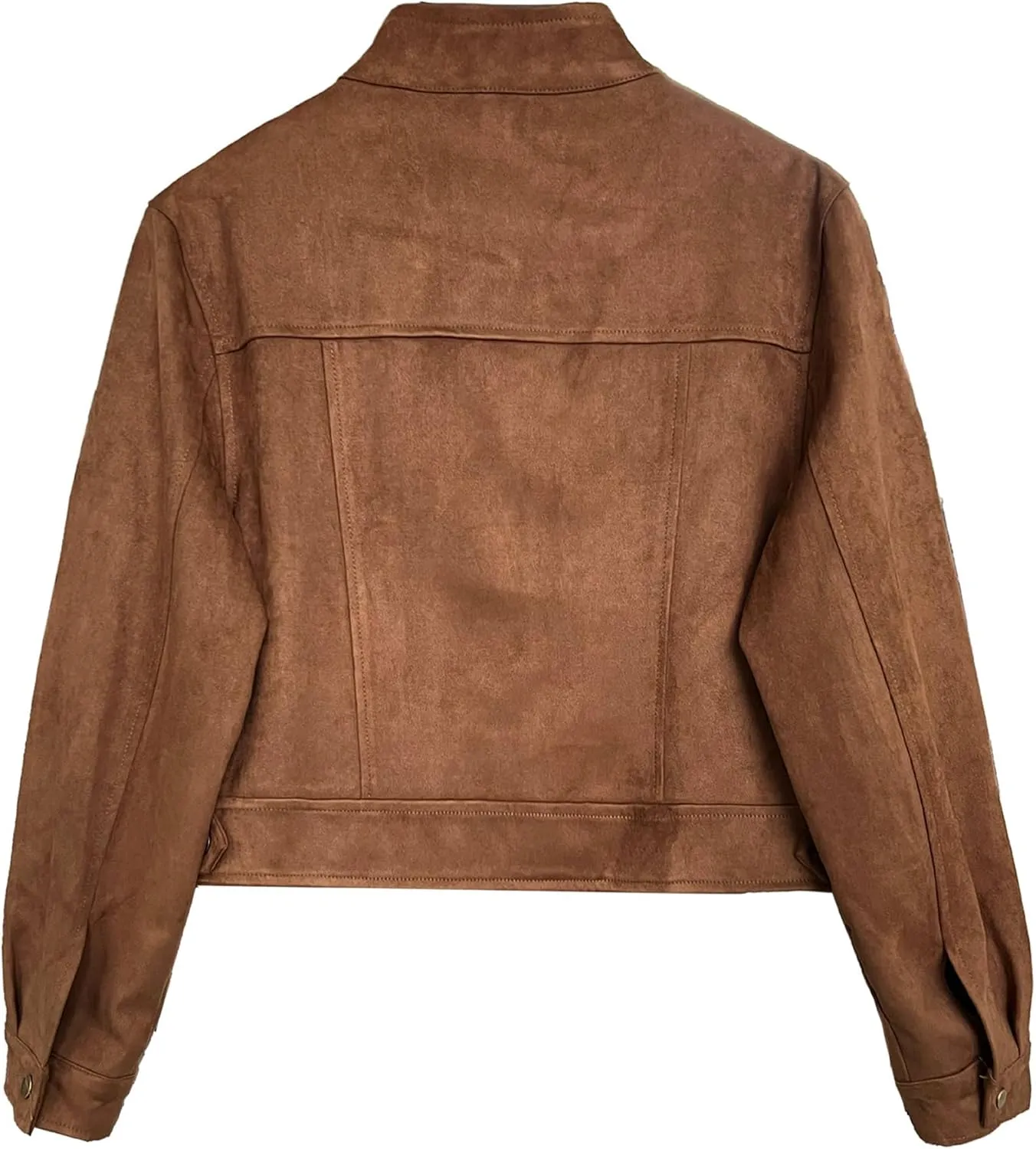 Babalet Women Suede Short Jacket Fall Winter Faux Suede Leather Crop Jacket Coats Button Long Sleeve Cropped Shackets