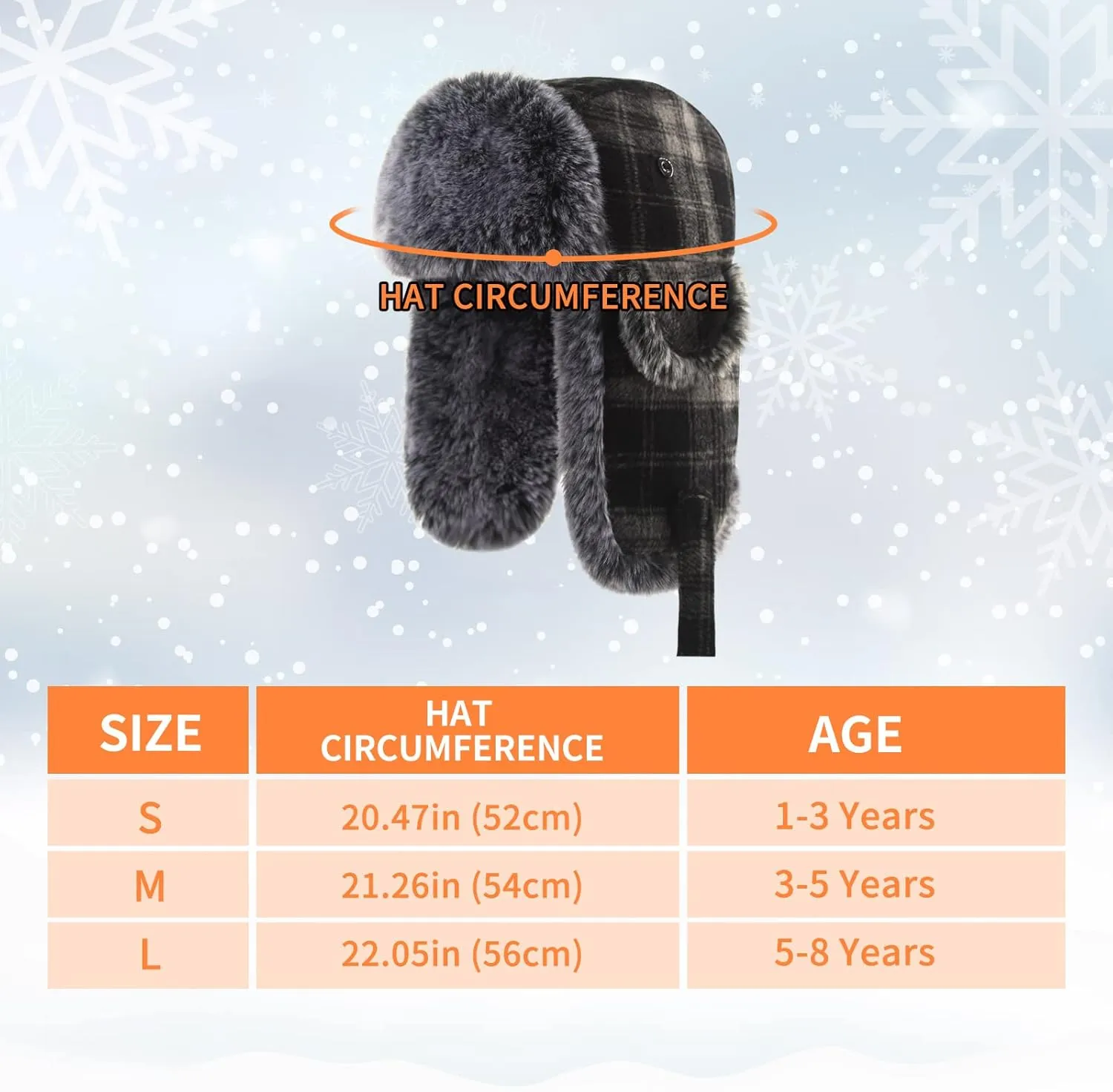 Baby Toddler Trapper Hat Kids Adjustable Ushanka Waterproof Winter Aviator Hat for Boys 1T-8T