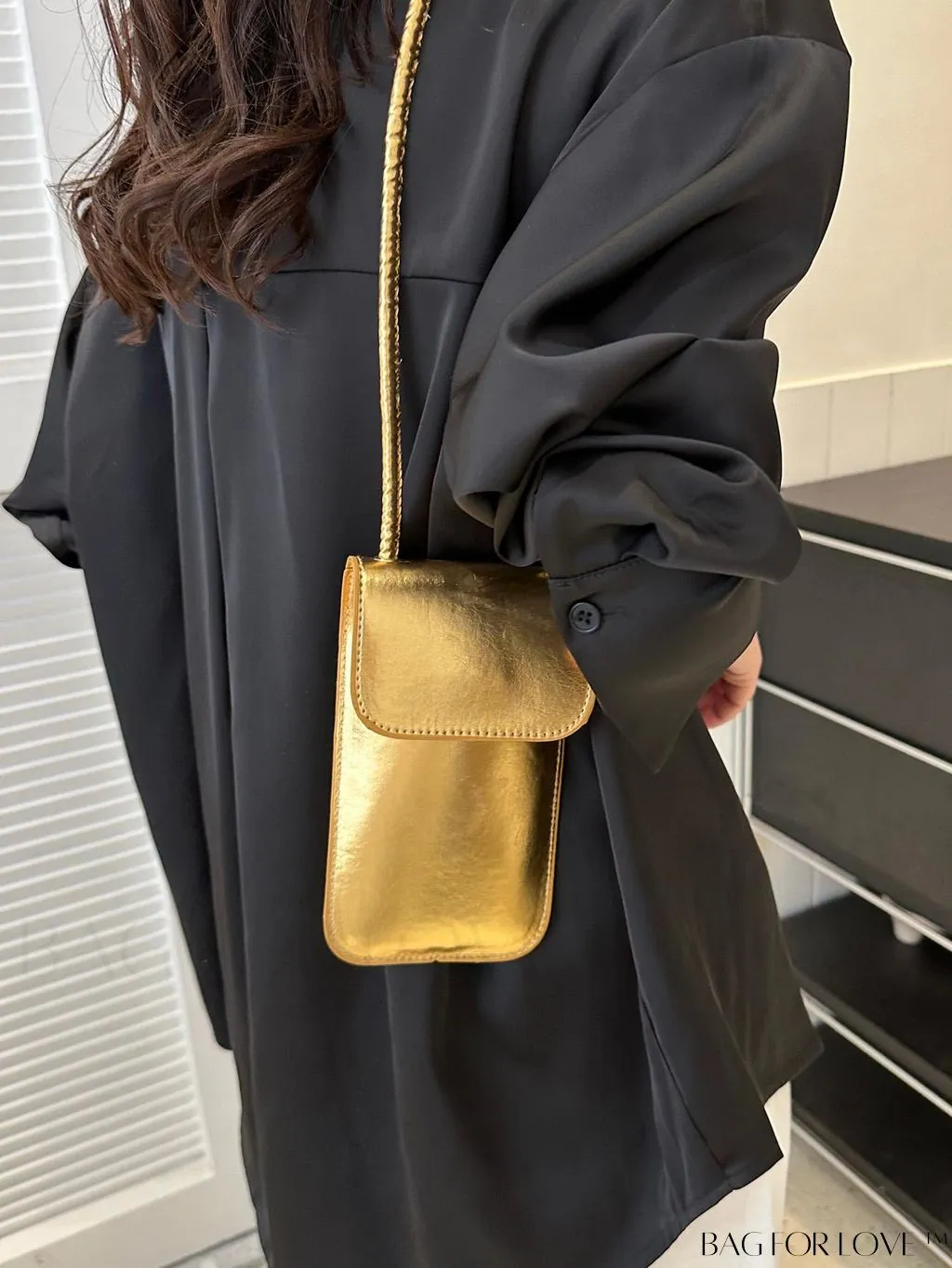 BagForLove - Metallic PU Mini Square Flap Bag: Sleek & Fashionable