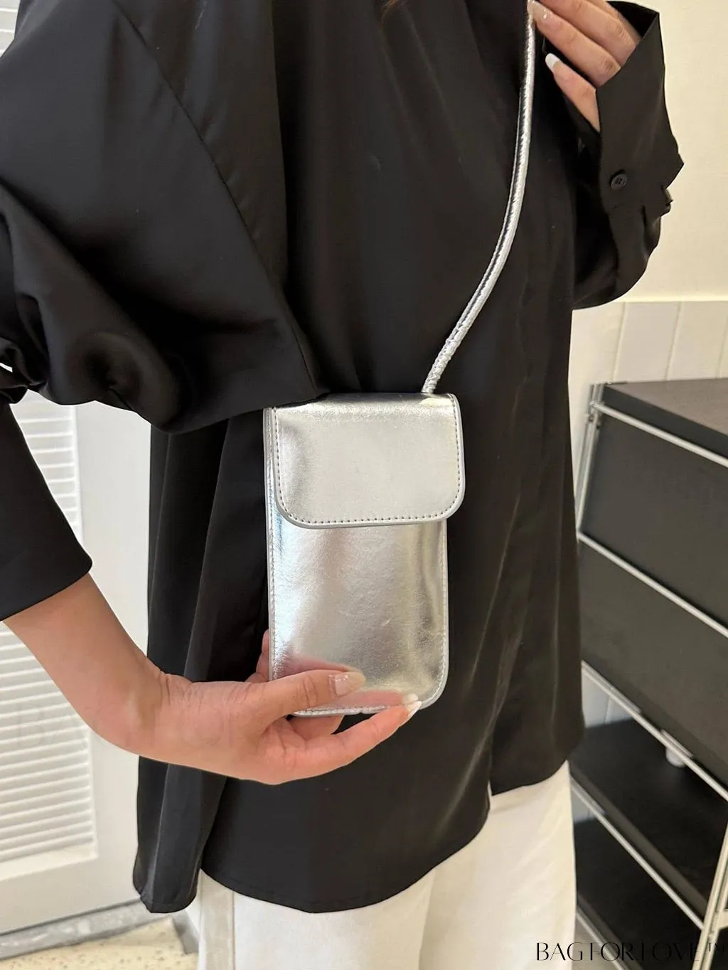 BagForLove - Metallic PU Mini Square Flap Bag: Sleek & Fashionable