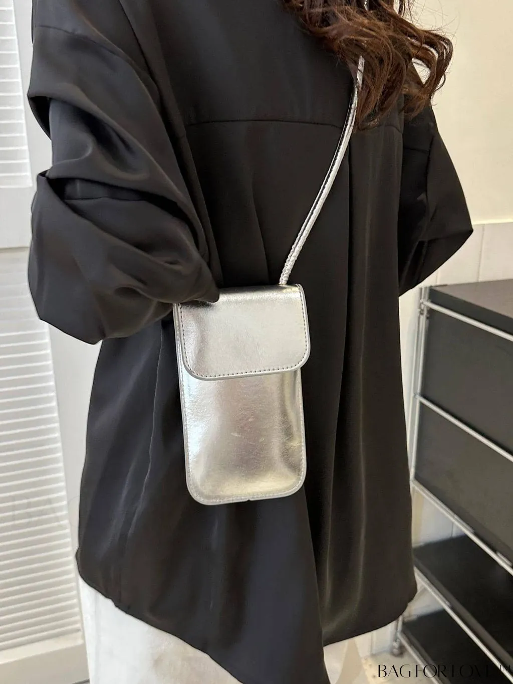 BagForLove - Metallic PU Mini Square Flap Bag: Sleek & Fashionable