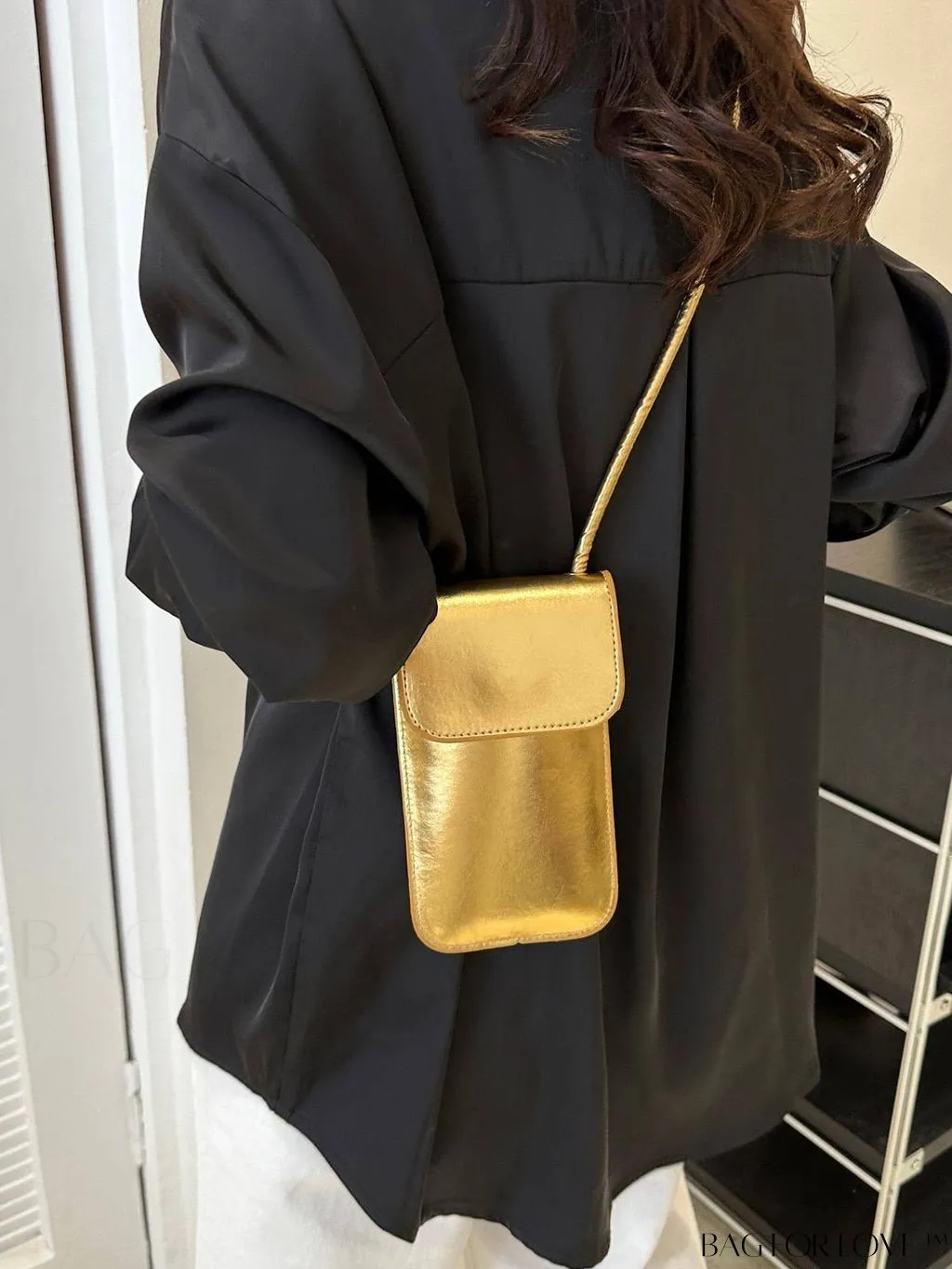 BagForLove - Metallic PU Mini Square Flap Bag: Sleek & Fashionable