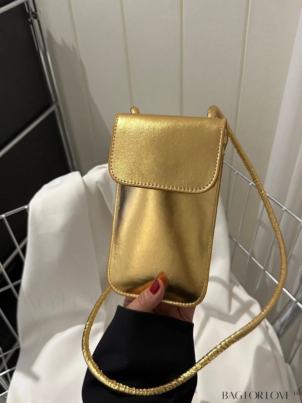 BagForLove - Metallic PU Mini Square Flap Bag: Sleek & Fashionable