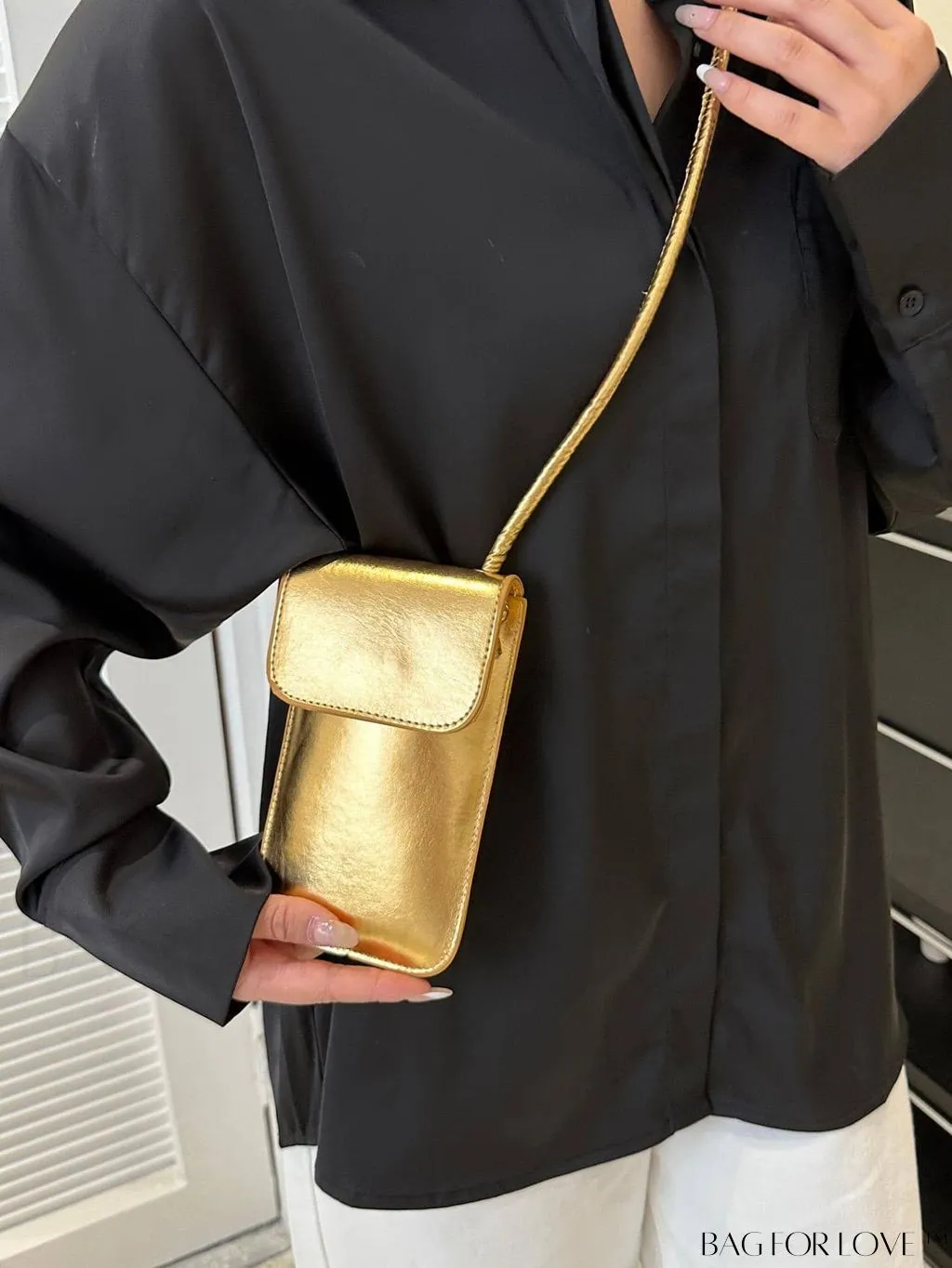 BagForLove - Metallic PU Mini Square Flap Bag: Sleek & Fashionable