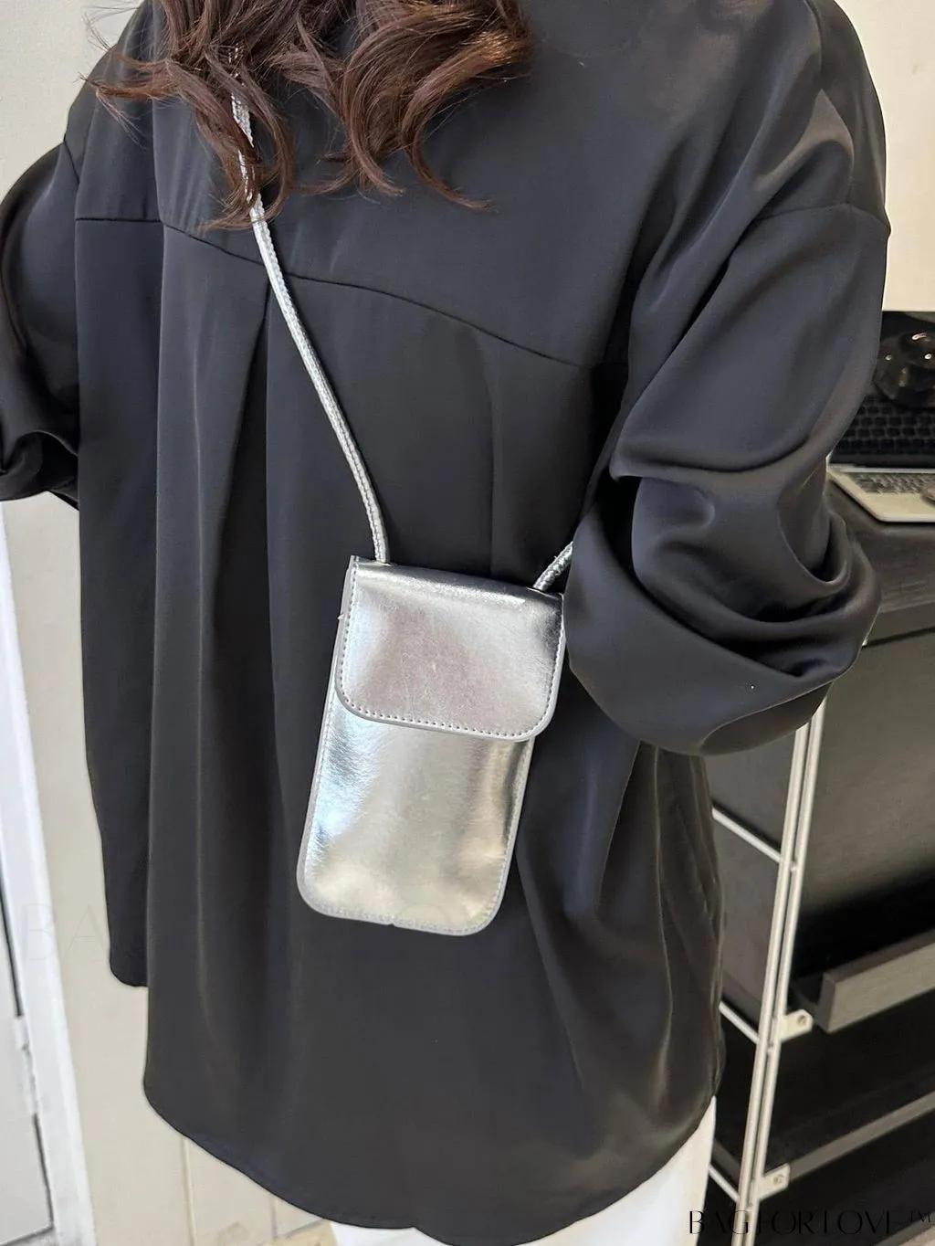 BagForLove - Metallic PU Mini Square Flap Bag: Sleek & Fashionable