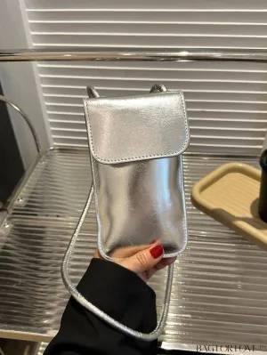 BagForLove - Metallic PU Mini Square Flap Bag: Sleek & Fashionable