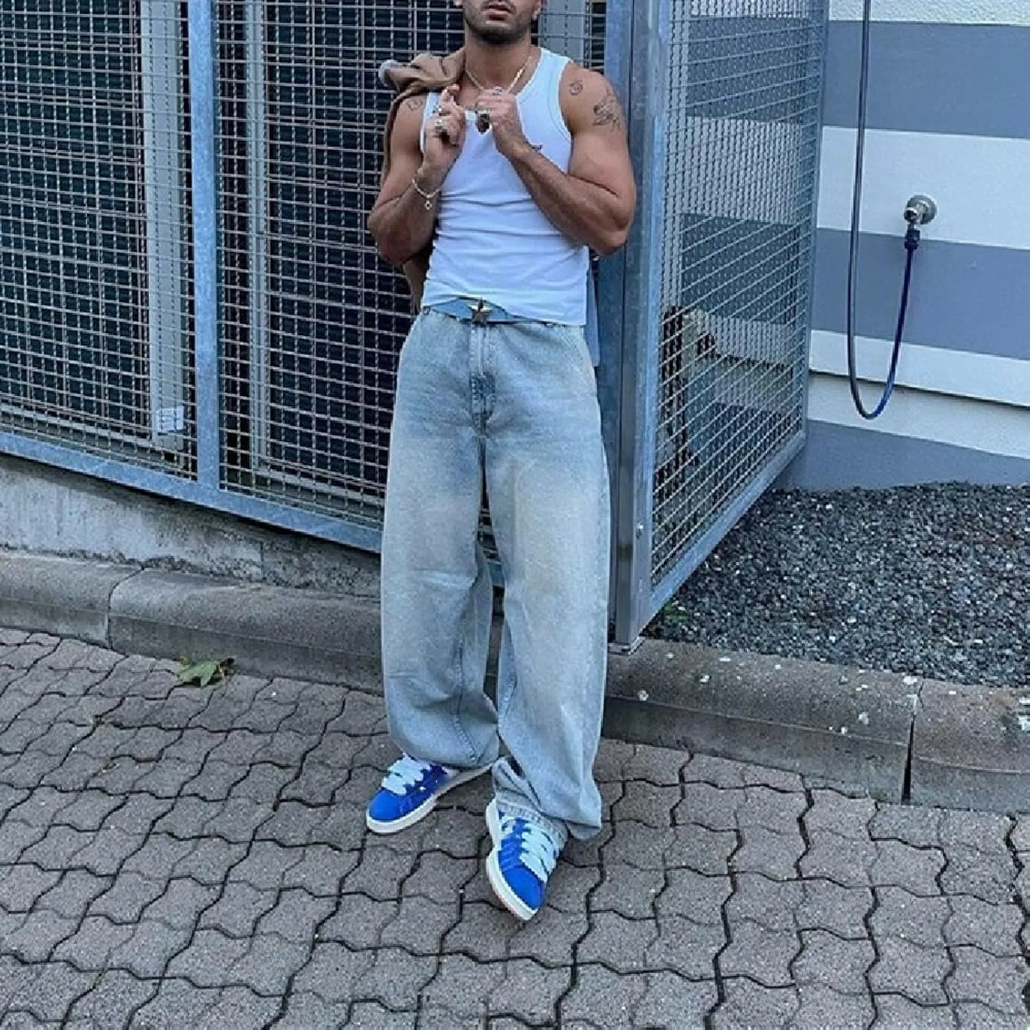 Baggy Jeans for Men Loose Fit Wide Leg Denim Pants Skateboard Hip Hop Jeans Y2K Vintage Streetwear Trousers