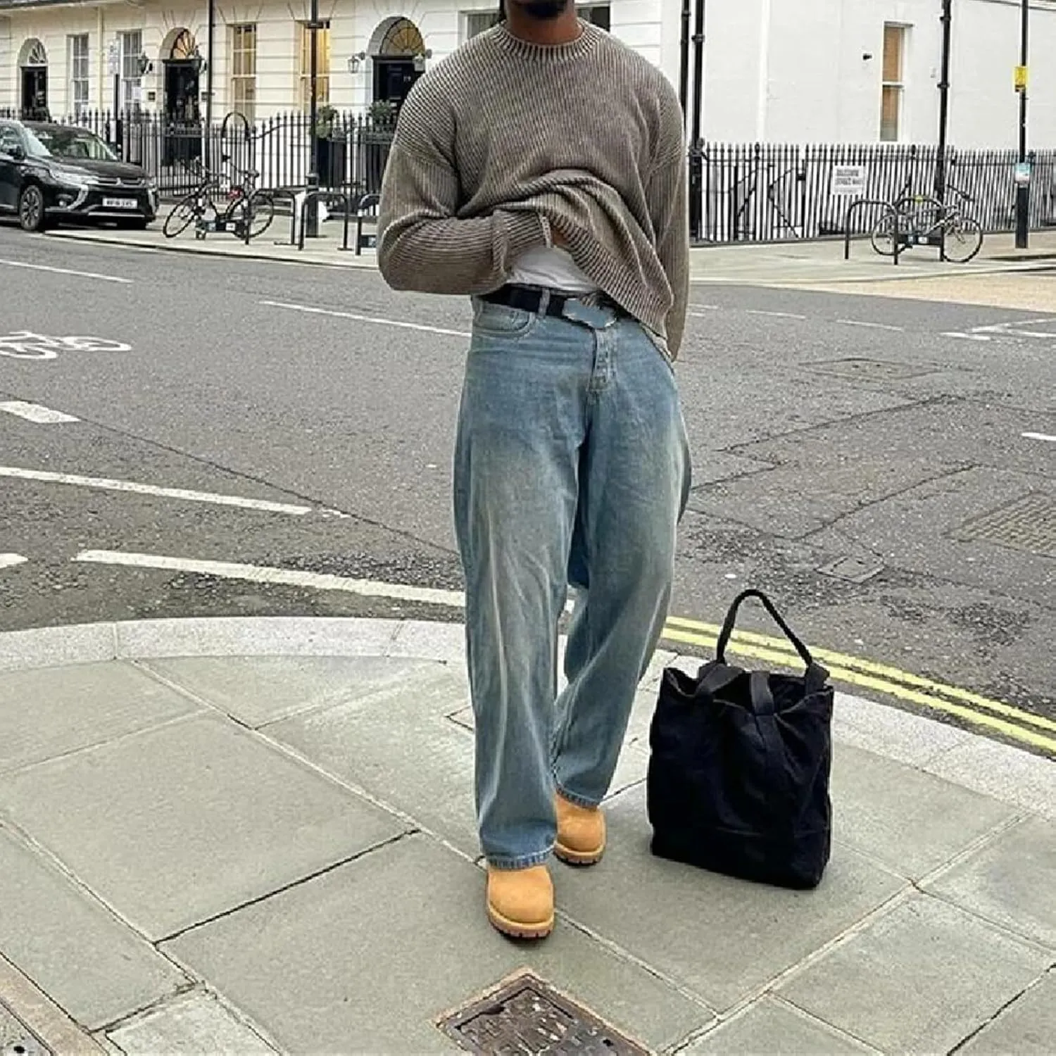 Baggy Jeans for Men Loose Fit Wide Leg Denim Pants Skateboard Hip Hop Jeans Y2K Vintage Streetwear Trousers