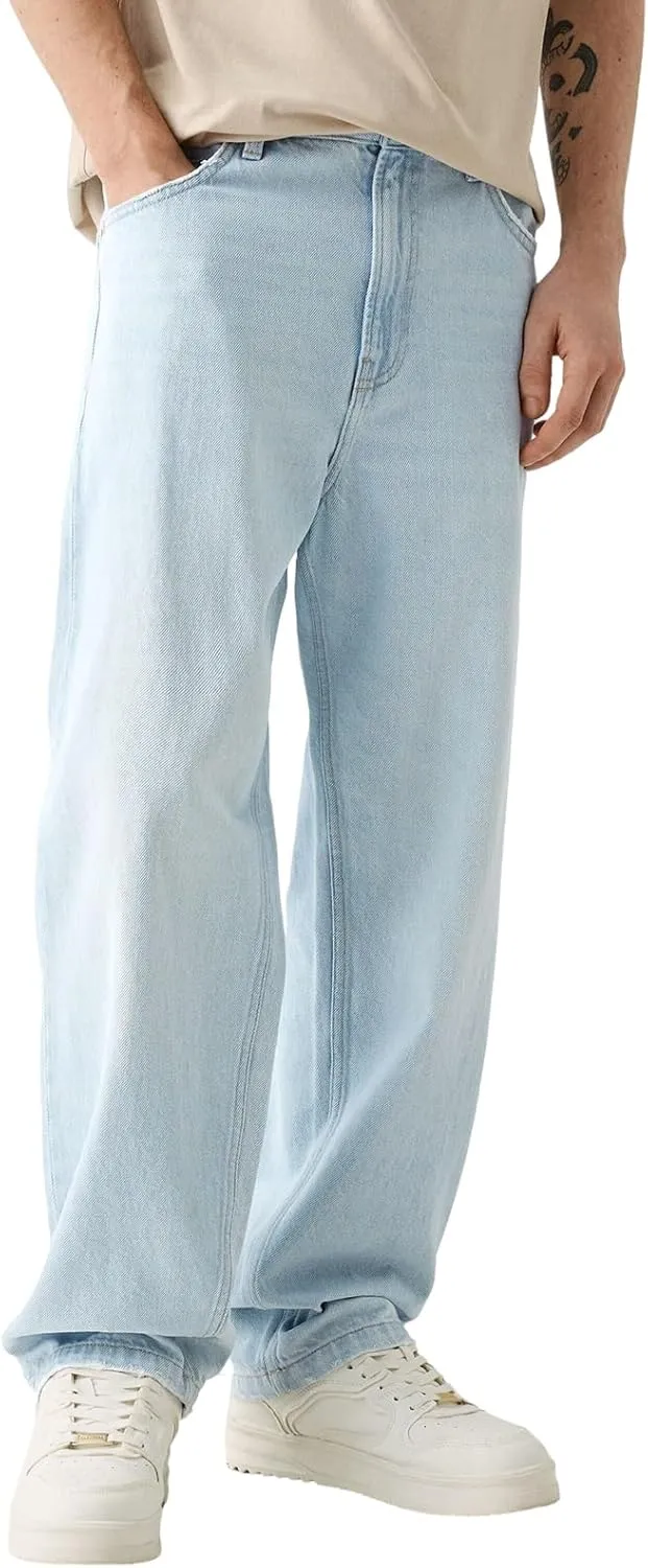 Baggy Jeans for Men Loose Fit Wide Leg Denim Pants Skateboard Hip Hop Jeans Y2K Vintage Streetwear Trousers