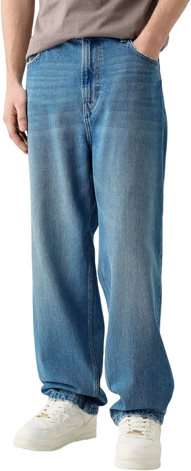 Baggy Jeans for Men Loose Fit Wide Leg Denim Pants Skateboard Hip Hop Jeans Y2K Vintage Streetwear Trousers