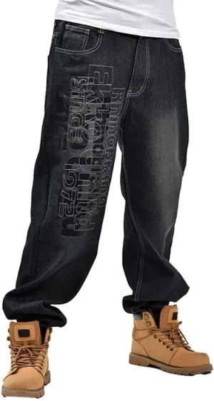 Baggy Jeans Men Hip Hop Loose Fit 90s Skateboard Denim Pants