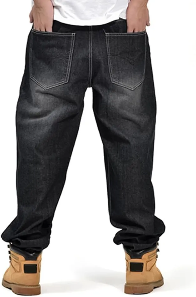 Baggy Jeans Men Hip Hop Loose Fit 90s Skateboard Denim Pants