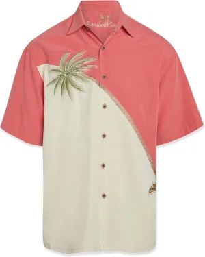 Bamboo Cay Mens Short Sleeve Hurricane Palm Casual Embroidered Woven Shirt