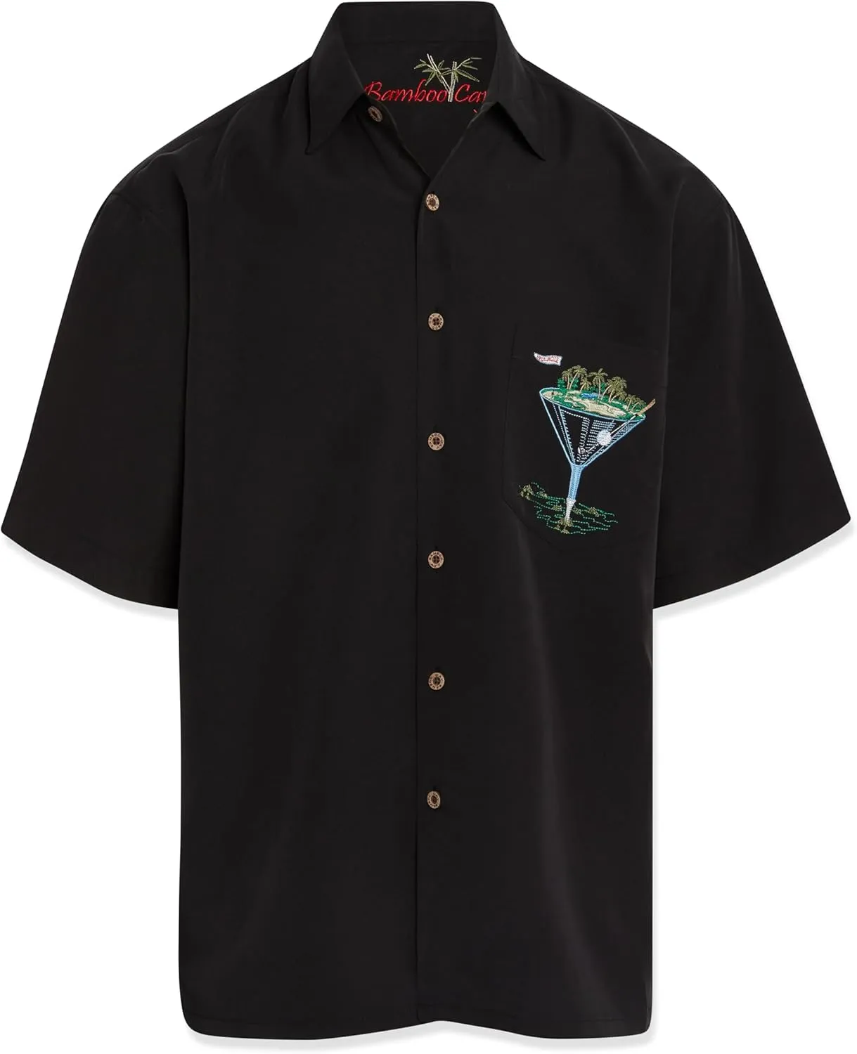 Bamboo Cay Men's Short Sleeve Par and Bar Casual Embroidered Woven Shirt