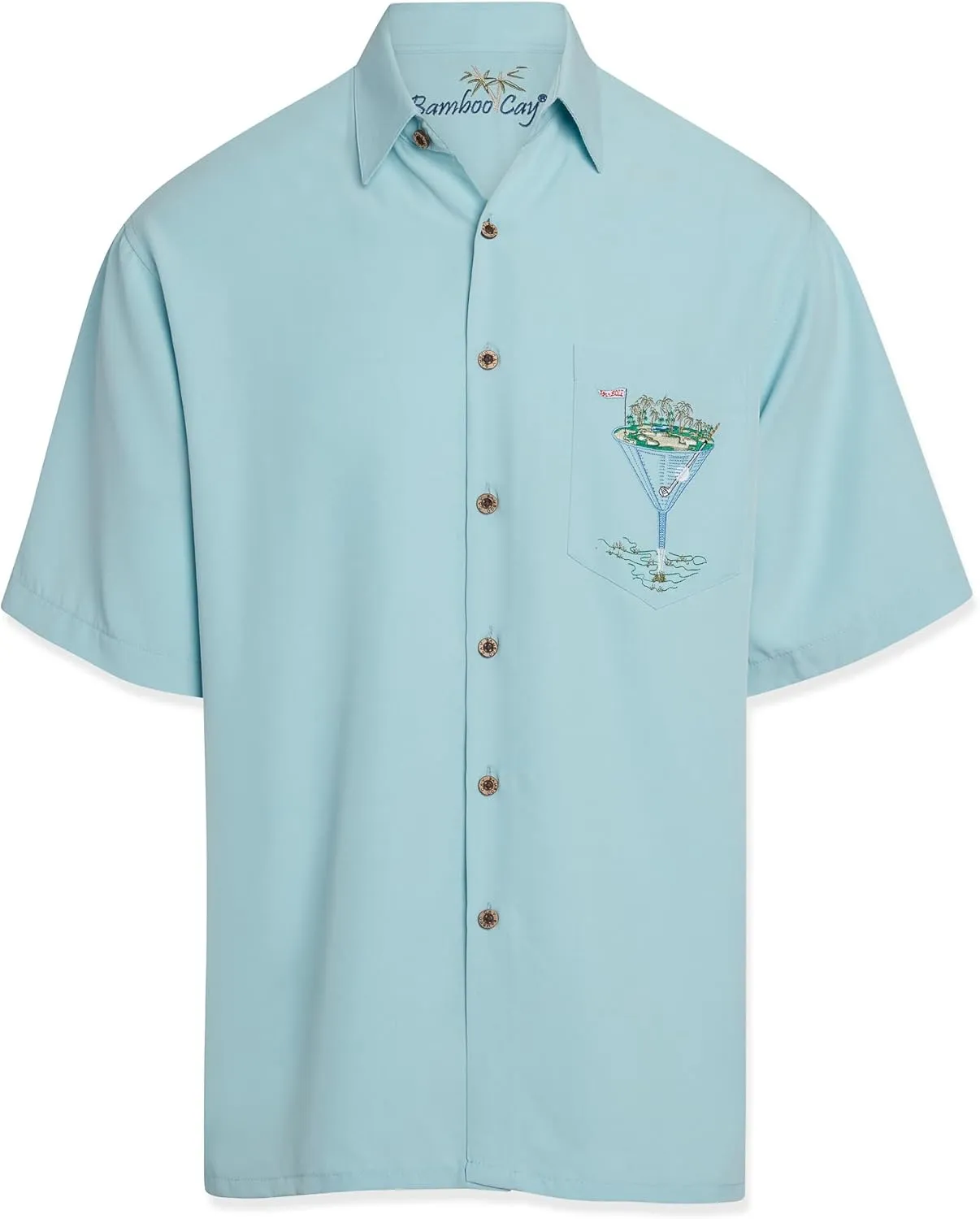 Bamboo Cay Men's Short Sleeve Par and Bar Casual Embroidered Woven Shirt