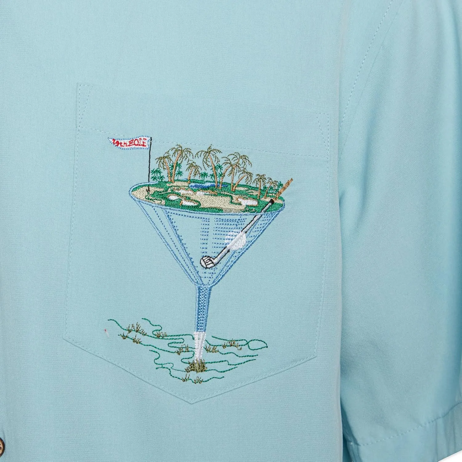 Bamboo Cay Men's Short Sleeve Par and Bar Casual Embroidered Woven Shirt