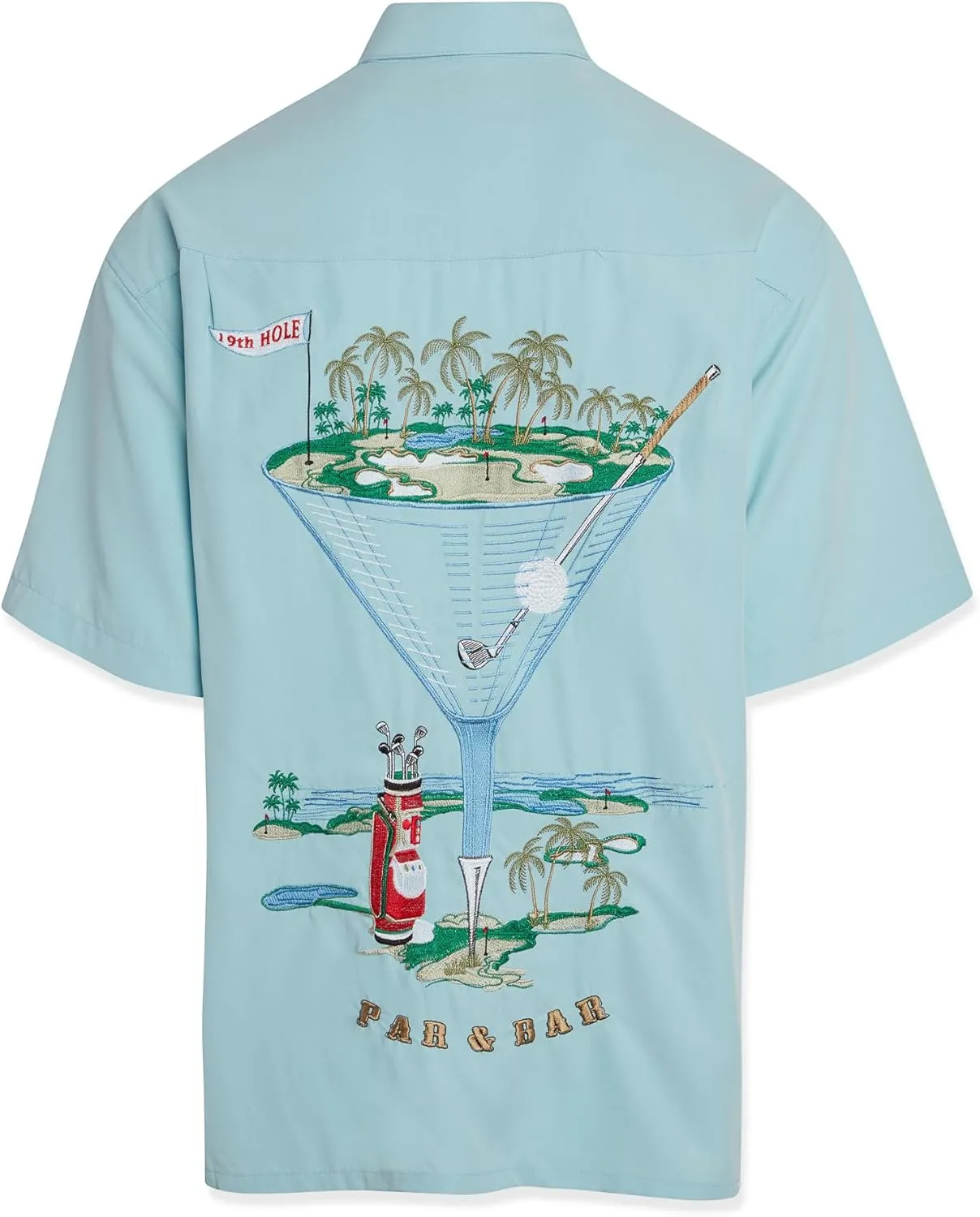 Bamboo Cay Men's Short Sleeve Par and Bar Casual Embroidered Woven Shirt