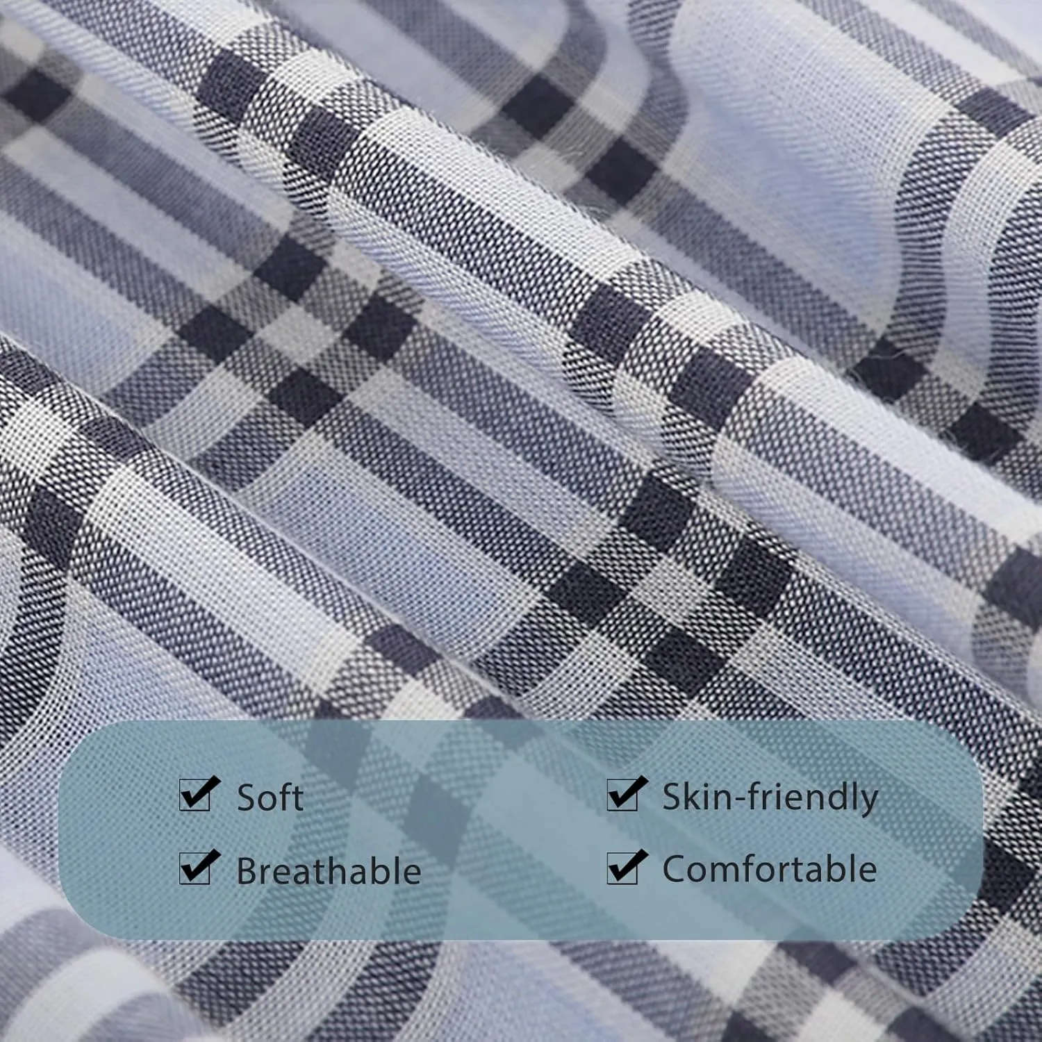 BAMBOO COOL Men's Woven Boxer Shorts,Classic Relaxed Fit,Plaid Boxers for Men,lightweight Men's underwear 6 Pack