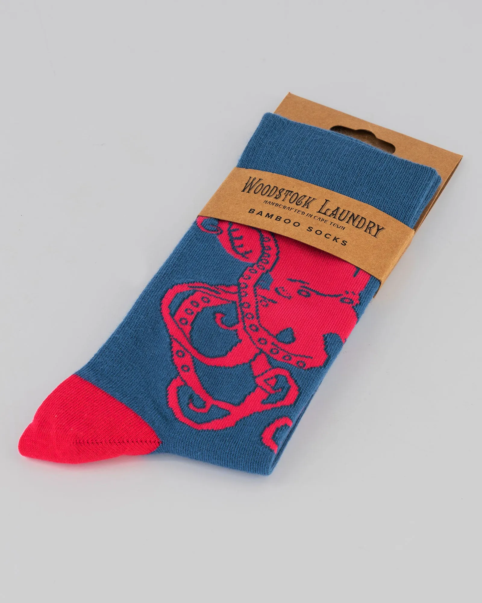 Bamboo Socks - Pink Octopus on Green