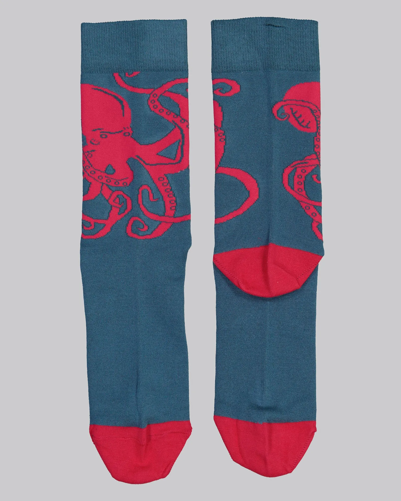 Bamboo Socks - Pink Octopus on Green