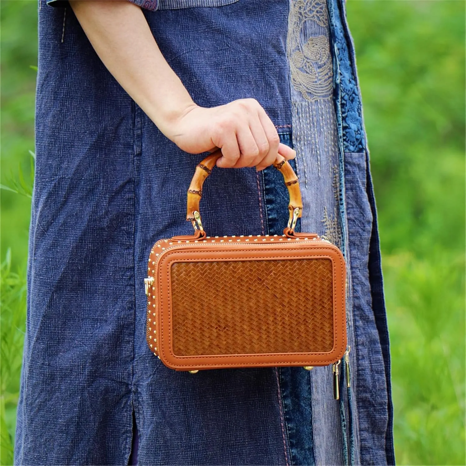 Bamboo Woven Bag Bags Crossbody Bags Women Beach Bags Daily Handbags Tote Beach Vacation Bag