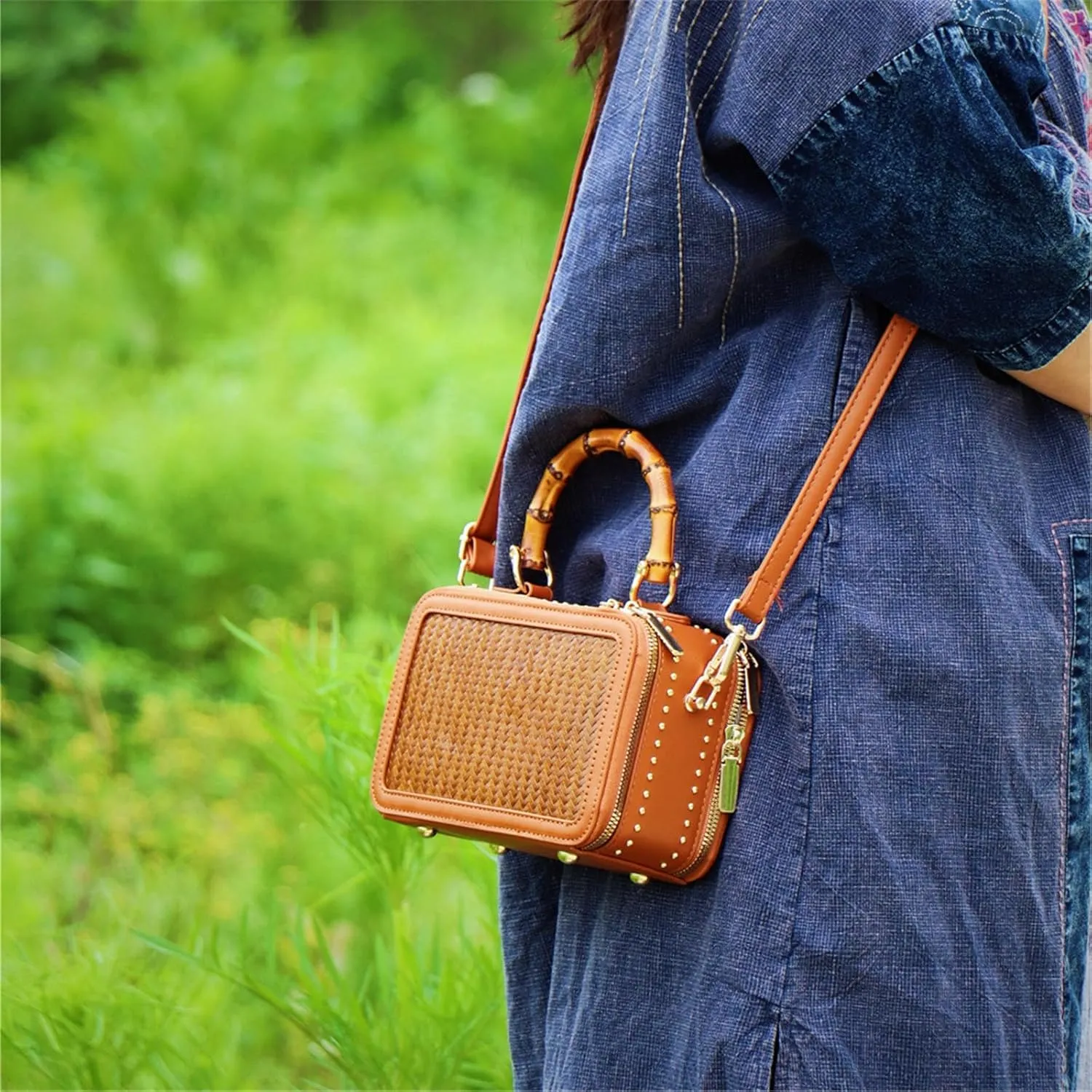 Bamboo Woven Bag Bags Crossbody Bags Women Beach Bags Daily Handbags Tote Beach Vacation Bag